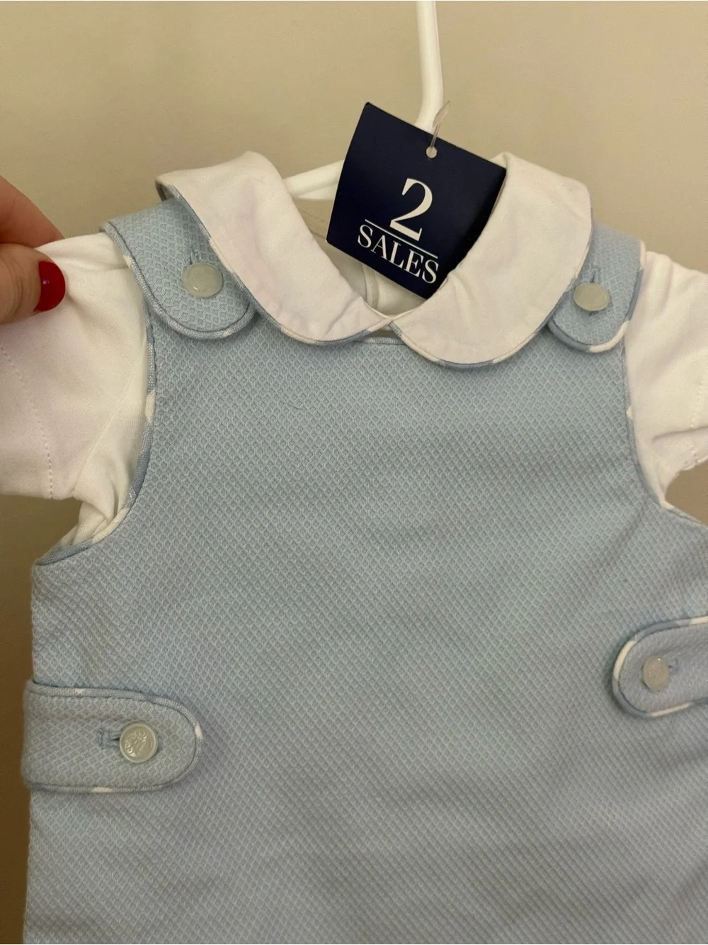NWT Polo Ralph Lauren Baby Blue 2 Piece Shortall Set 3M SS20 Sample Rare